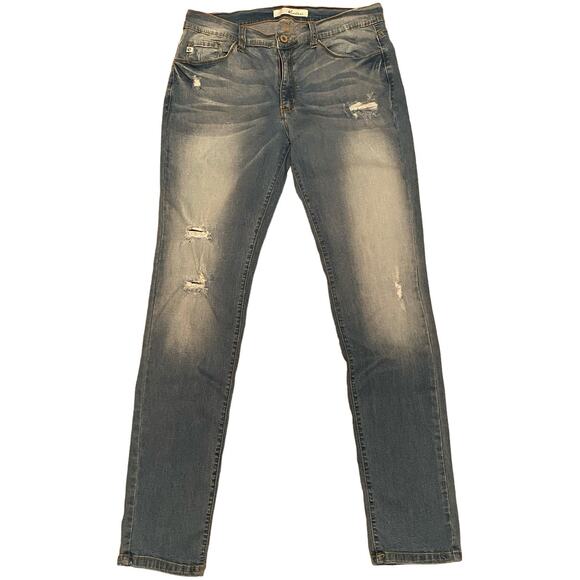 KanCan Faded Distressed Mid Rise‎ Skinny Light wash Denim Stretch Jeans 13/30 - Picture 1 of 10